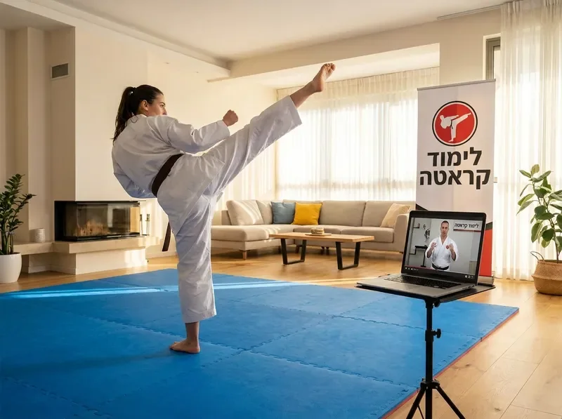 תרגול קראטה מהבית על מזרן אימון